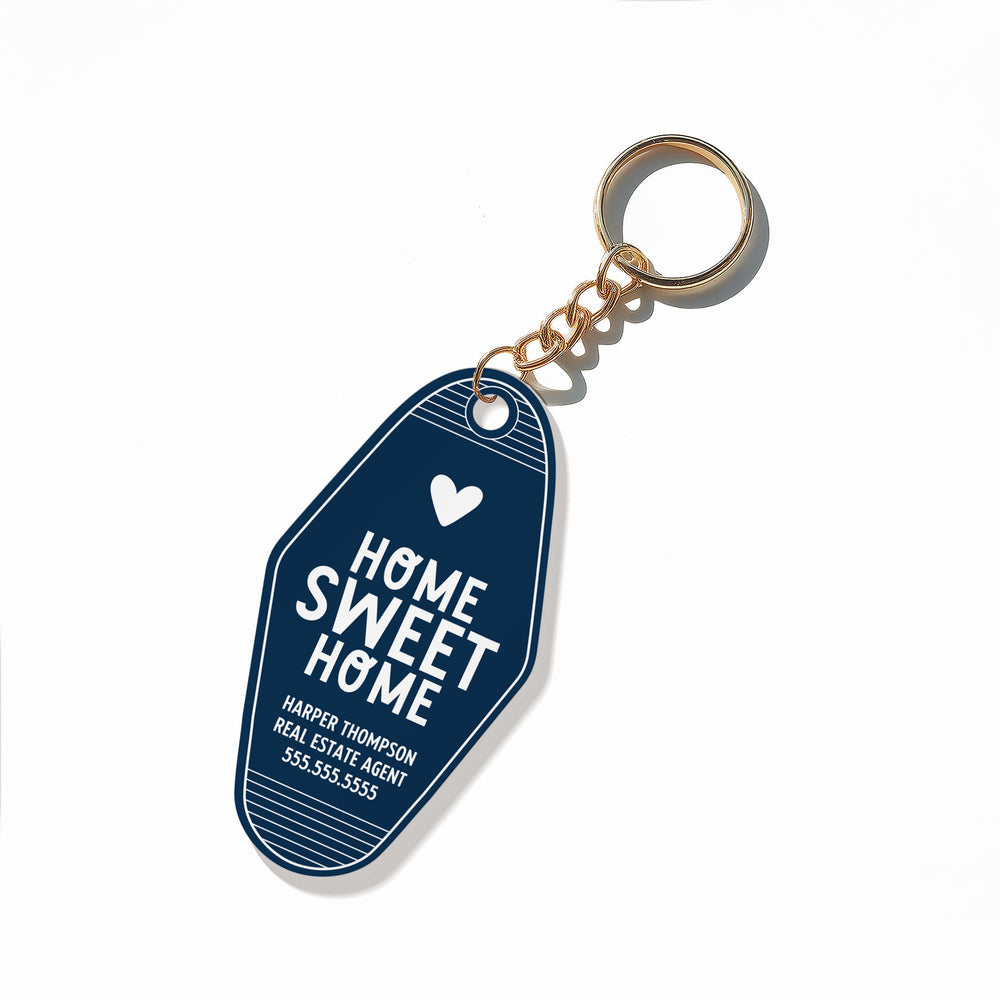 Customizable Home Sweet Home Keychains Keychain Market Dwellings BLUE GOLD