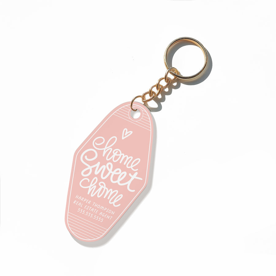 Customizable Home Sweet Home Keychains Keychain Market Dwellings PINK GOLD
