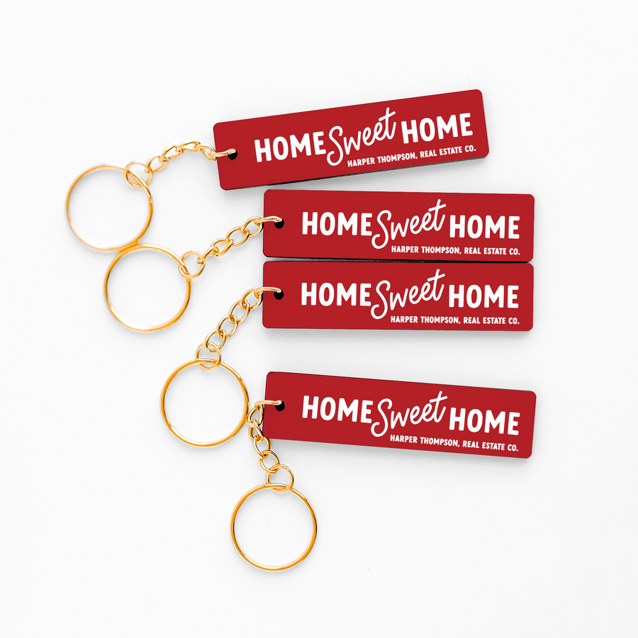 Customizable Home Sweet Home Keychains Keychain Market Dwellings REGAL RED GOLD