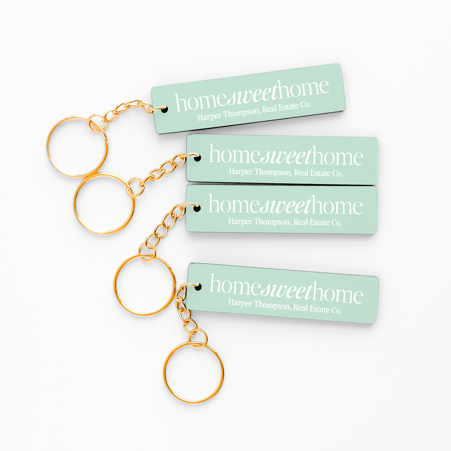 Customizable Home Sweet Home Keychains Keychain Market Dwellings SPEARMINT GOLD